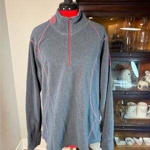 Athleta Gray Half Zip Fleece Pullover Pink Stitching Pocketed Sweatshirt Plus 2X